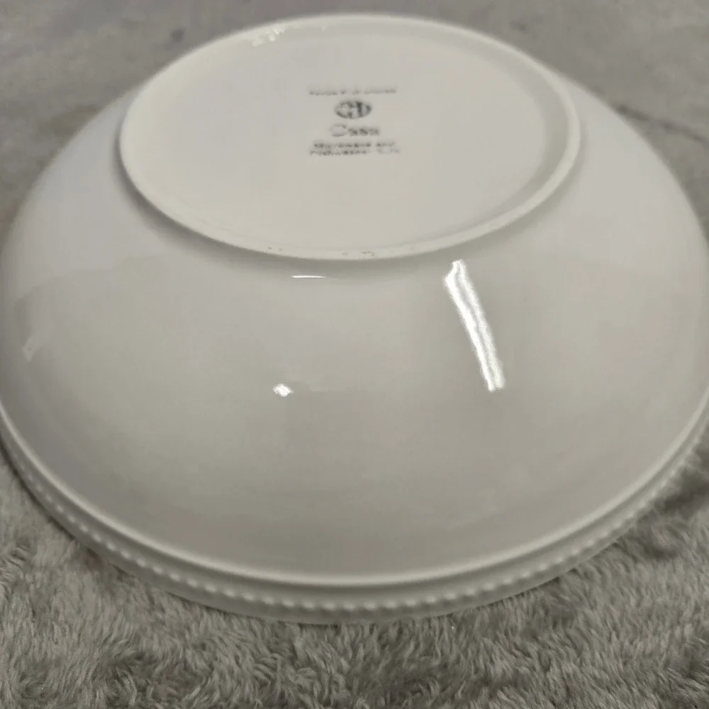 Eaton Fine Dining Casa White Beaded Rim 9 Inch Pasta Bowl Ceramic Microwave Safe